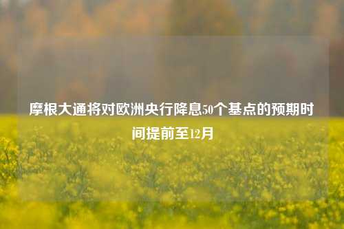 摩根大通将对欧洲央行降息50个基点的预期时间提前至12月-第1张图片-车辆报废_报废车厂_报废汽车回收_北京报废车-「北京报废汽车解体中心」